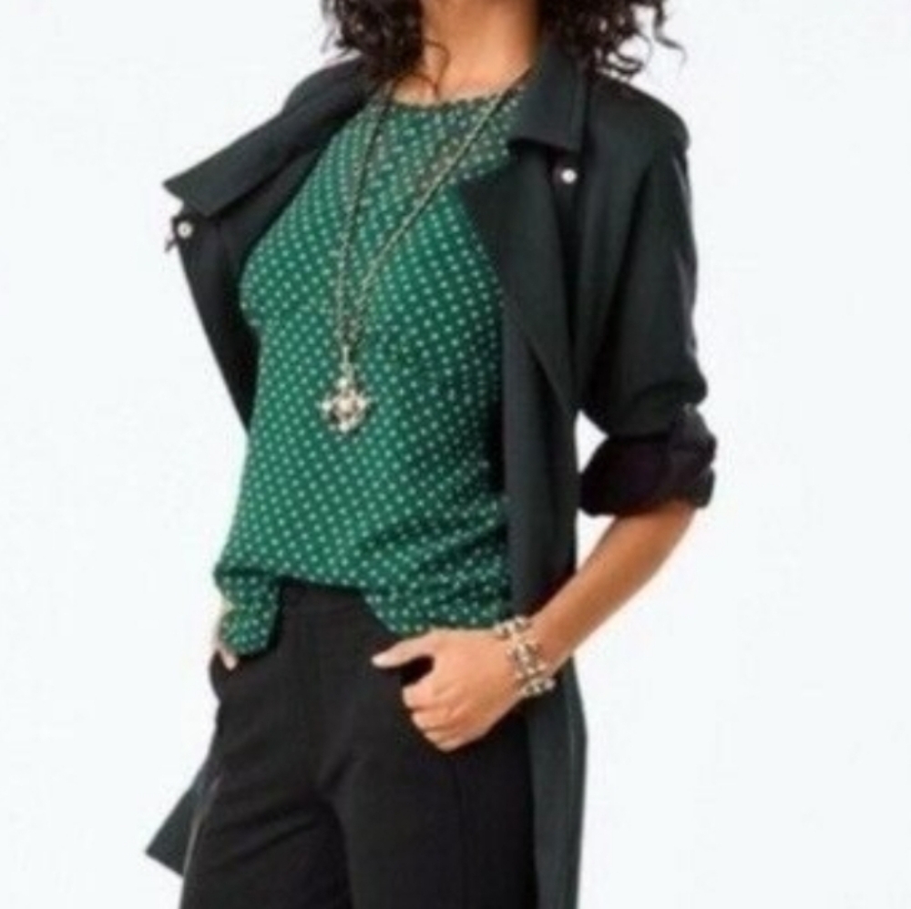 Cabi Flirt Green Polka Dot Sleeveless Top